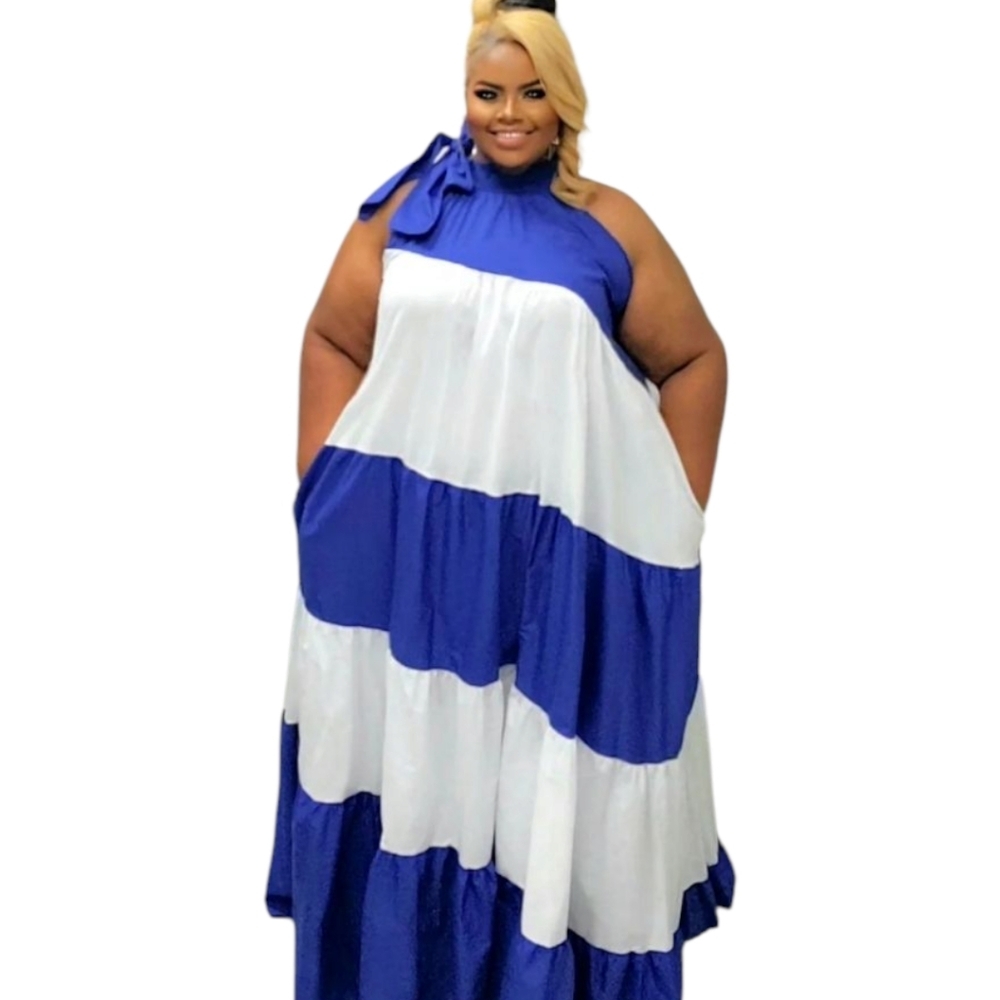 Karen T DESIGNS  BLUE AND WHITE MAXI DRESS 1XL 2XL 3XL